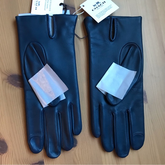 🥰 Coach Sculpted Signature Leather Tech Gloves deep blue - Picture 3 of 10